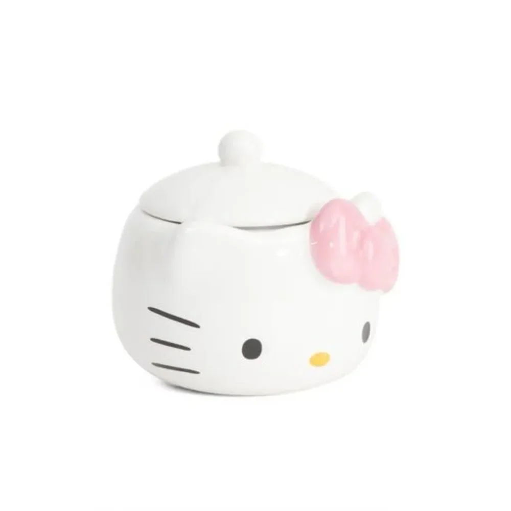 Hello Kitty Ceramic Sugar Bowl With Lid & Pink Bow Design 22 Oz Capacity Hand Wa